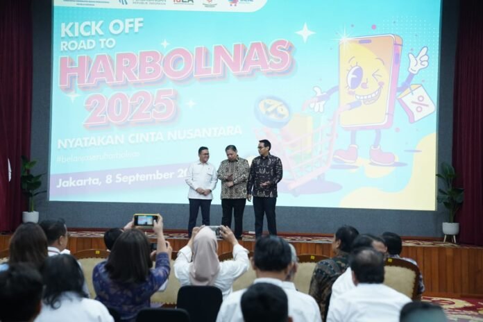 Kick-off Road to Harbolnas 2025 di kantor Kemenko Perekonomian, Jakarta, Senin (8/9).