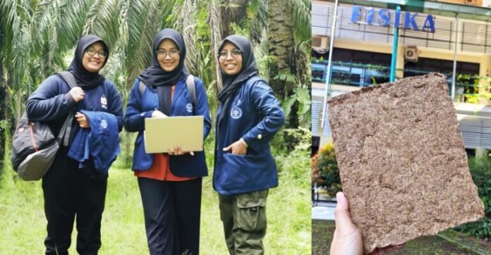 Tiga mahasiswa Departemen Fisika IPB University, yakni Pristy Tasya Nabila, Salsabilla Permata Bayah, dan Annisa Nur Azahra, berhasil menciptakan panel akustik ramah lingkungan berbahan limbah kelapa sawit..
